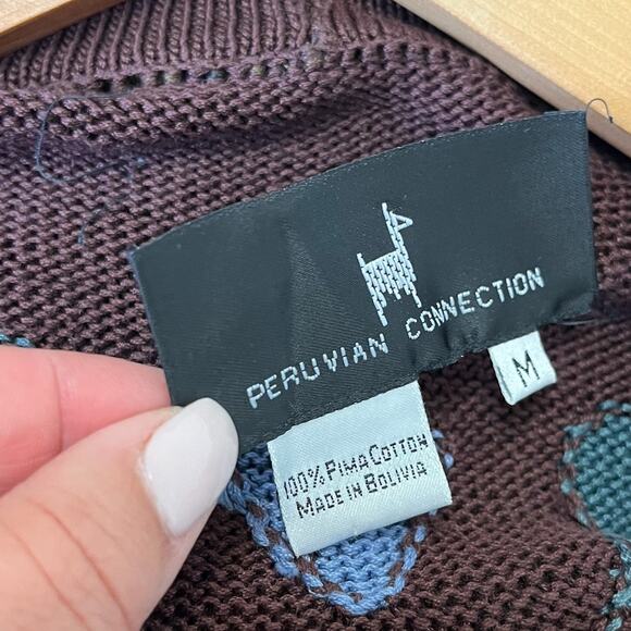 Peruvian Connection Womens Sweater Jacket Size M Brown Artsy Boho Western Heavy - Picture 9 of 10